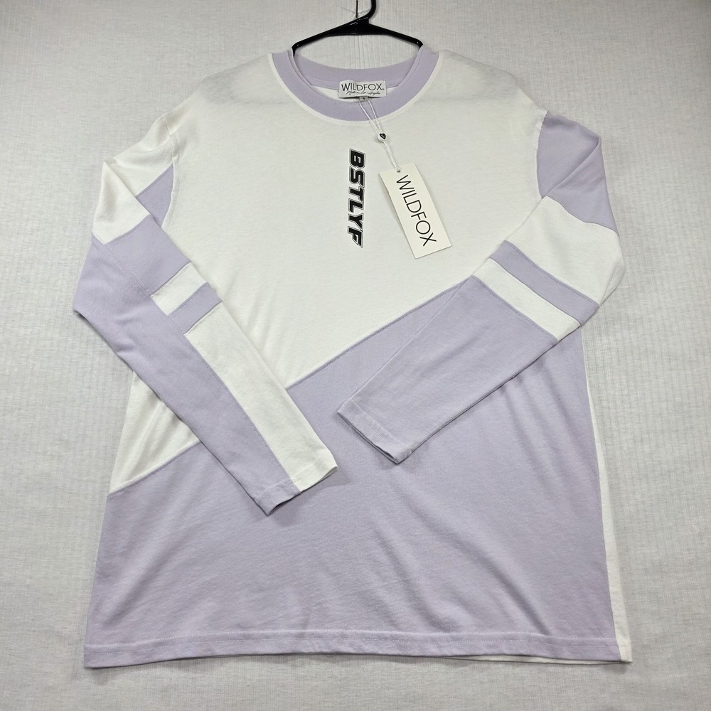 NWT Wildfox White Lavender Soft Long Sleeve Top S Cozy Lounge Casual Comfort
